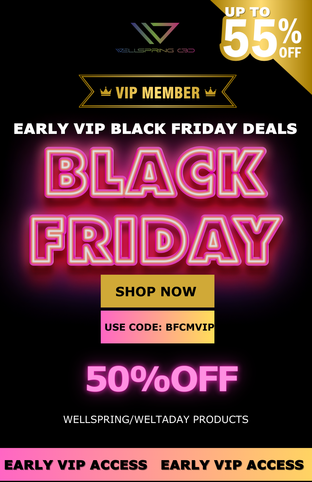 50% off for black friday and cyber monday deals with coupon code bfcmvip